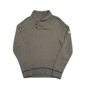 Fjallraven Lada Sweater Wool Knit Blend Gray Shawl Collar Size Medium Outdoor